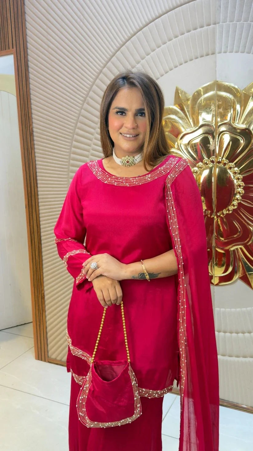 Neel Darbar Embellished Co-ord Set with Potli