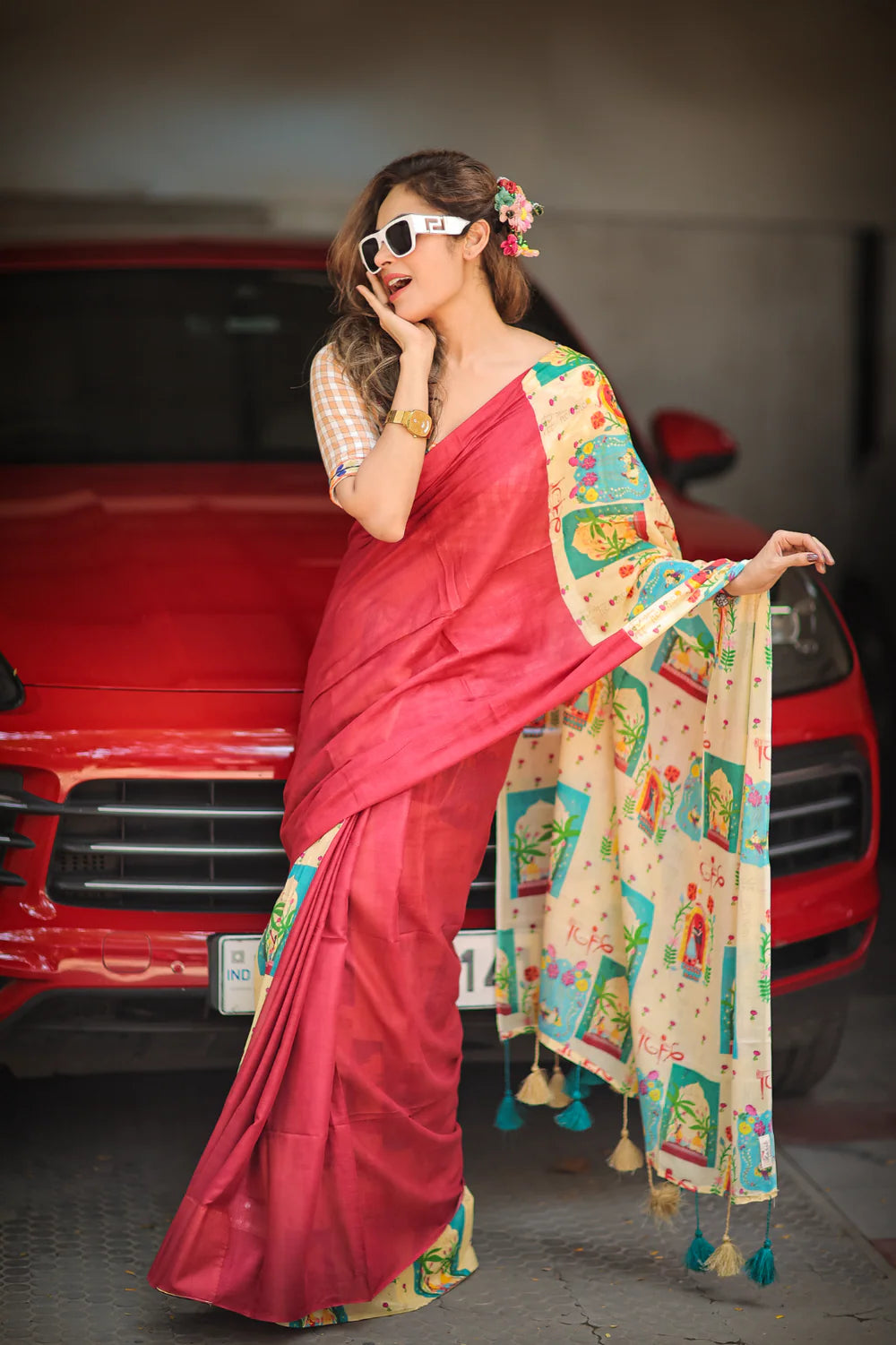 Pomegranate Pop (Mul Cotton Saree)