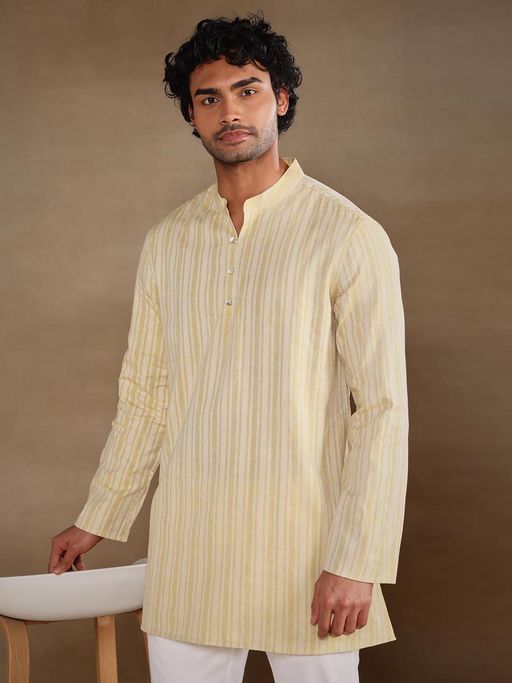 Kesarvaan Golden Stripe Short Kurta