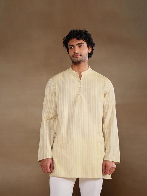 Kesarvaan Golden Stripe Short Kurta