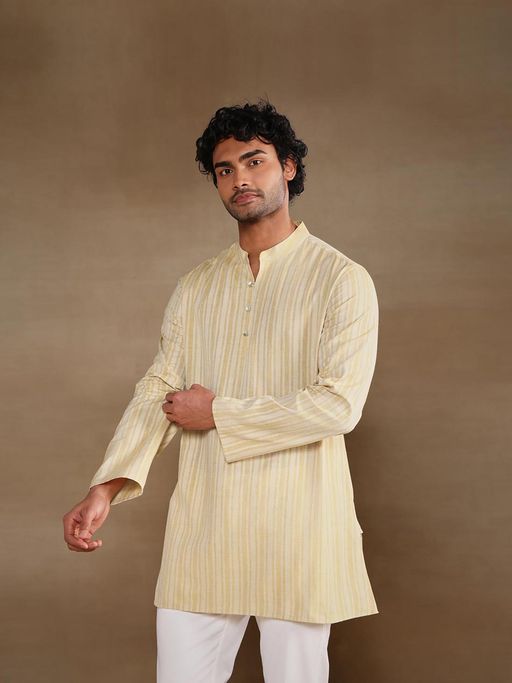 Kesarvaan Golden Stripe Short Kurta