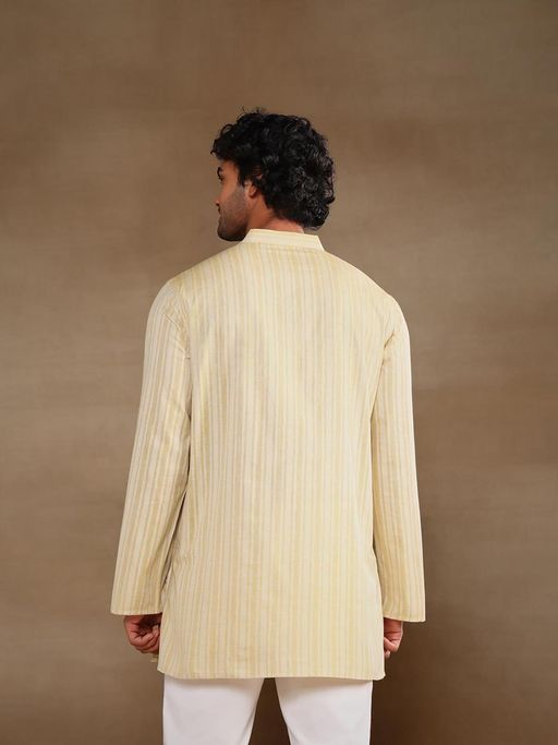 Kesarvaan Golden Stripe Short Kurta