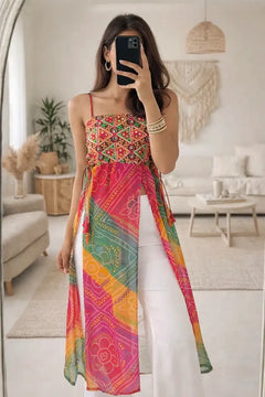 Bandhej Bloom Tie-Up Kurti