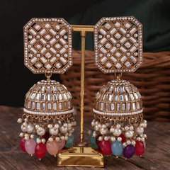 Golden Multi Rayma Jhumka Earrings