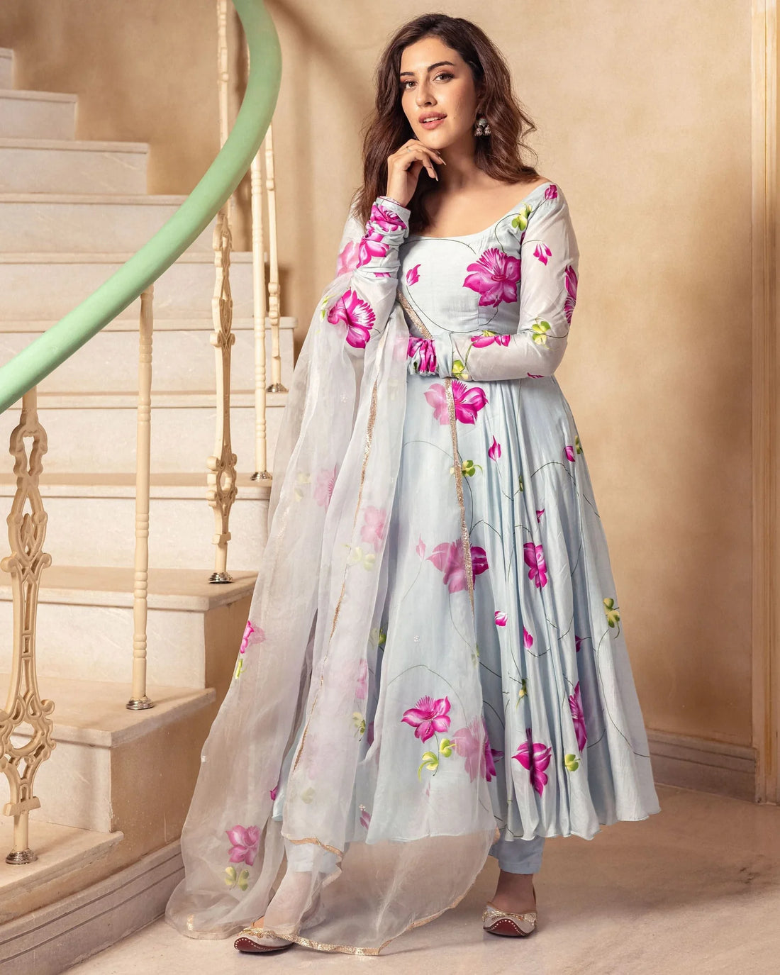 Meher Floral Handpainted Suit Set