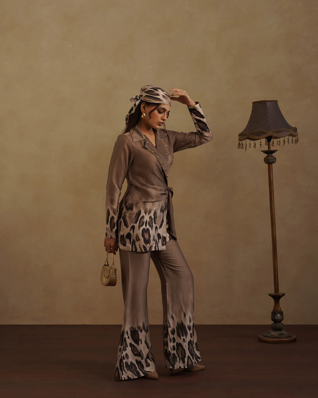 Leopard Blazer  with Free Bandana Set