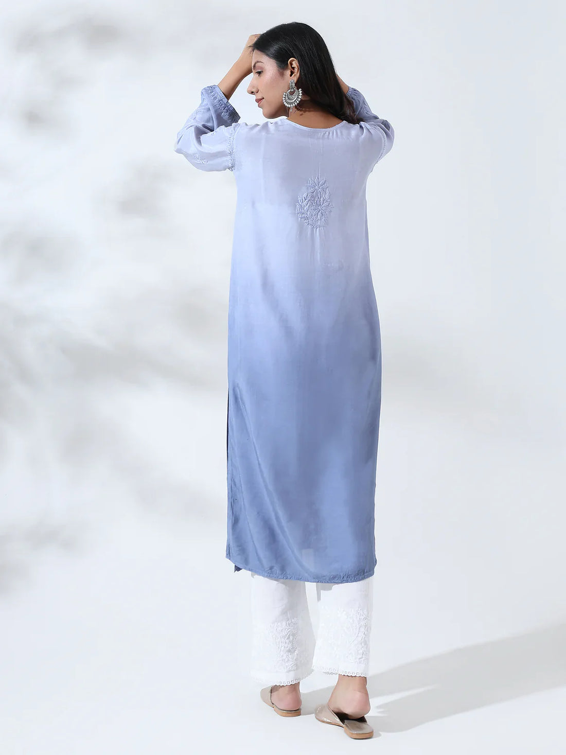 Palak Ombre Blue Muslin Long Kurta