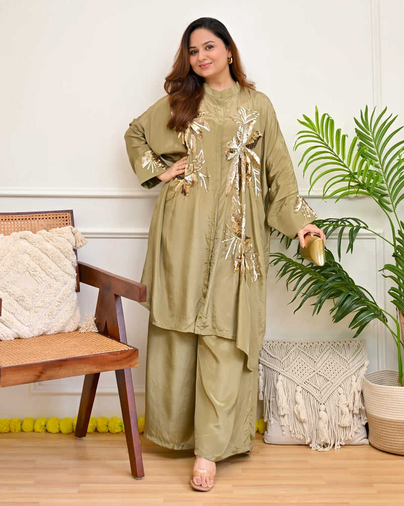 Kashvi Olive Embellished Co-ord Set