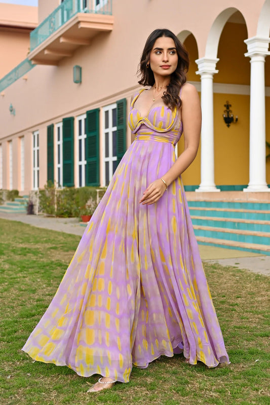 Lavender Skies Georgette Maxi Dress