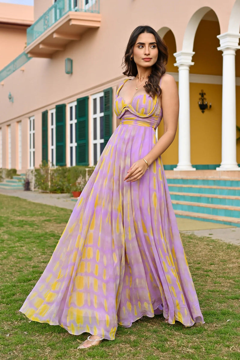 Lavender Skies Georgette Maxi Dress