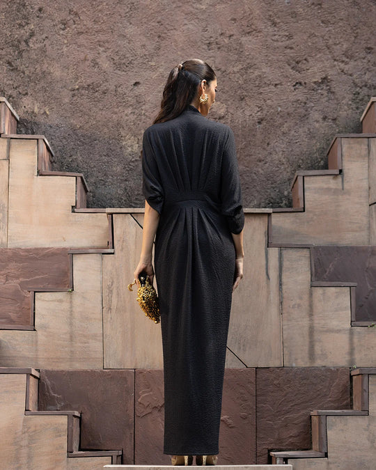 Siyah Mehr Ghungroo Draped Kaftan Gown