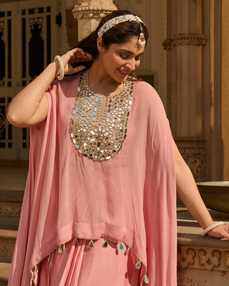 Urban Peach Solid Satin Coord Set