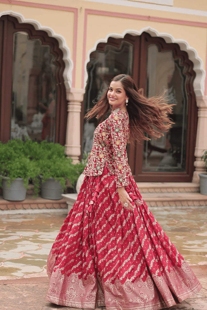 Aisha - Banarasi Red Co-ord Lehenga Set