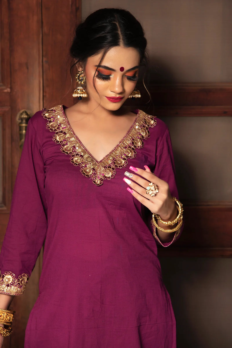 Cotton kurta with embroidery