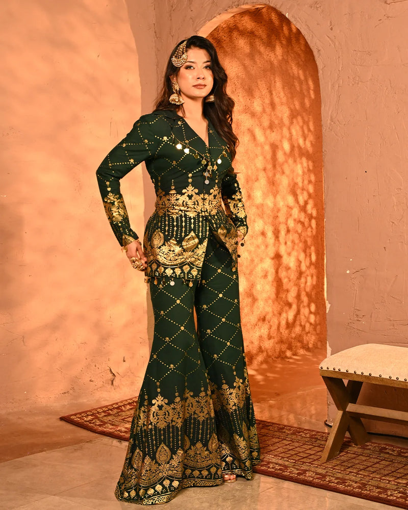 Copper Luxe Embroidered Blazer Co-Ord Set