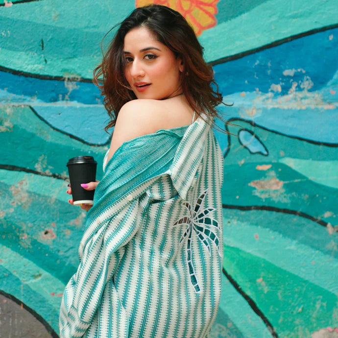 Knitted Green White Colaba 3-Piece Set