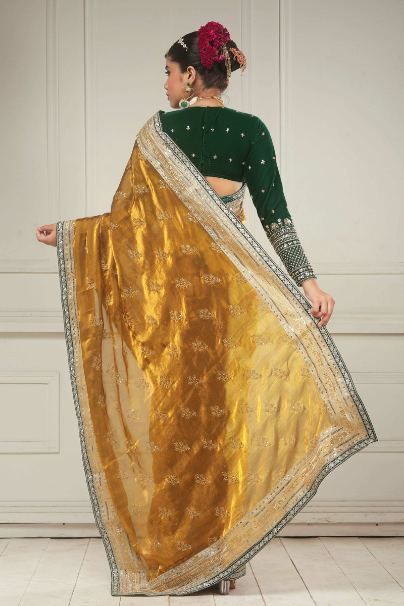 SUNEHARI SILHOUETTE SAREE WITH GARDEN GRANDEUR BLOUSE