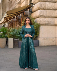 Georgette Embroidered Jacket Suit Set