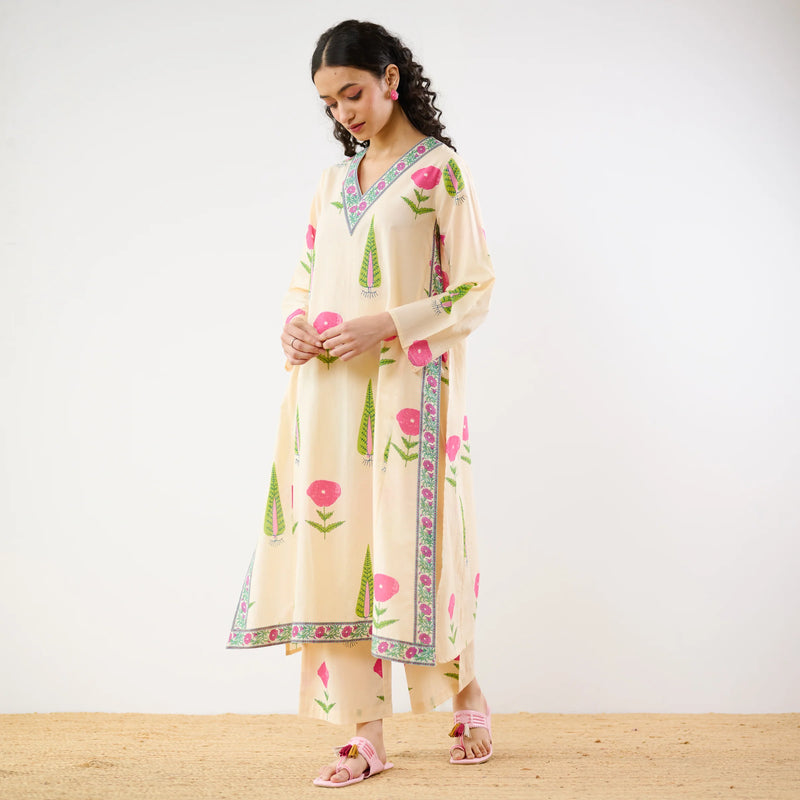Begum’s Bagh Printed Co-ord Set in Baby Pink- By Reet Lifestyle