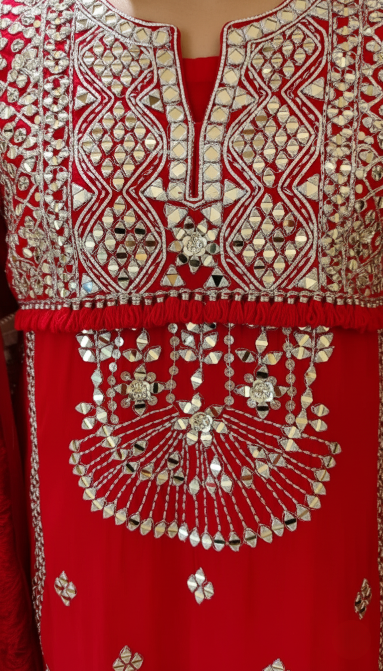 Champagne Grey Mirror Work Sharara Set