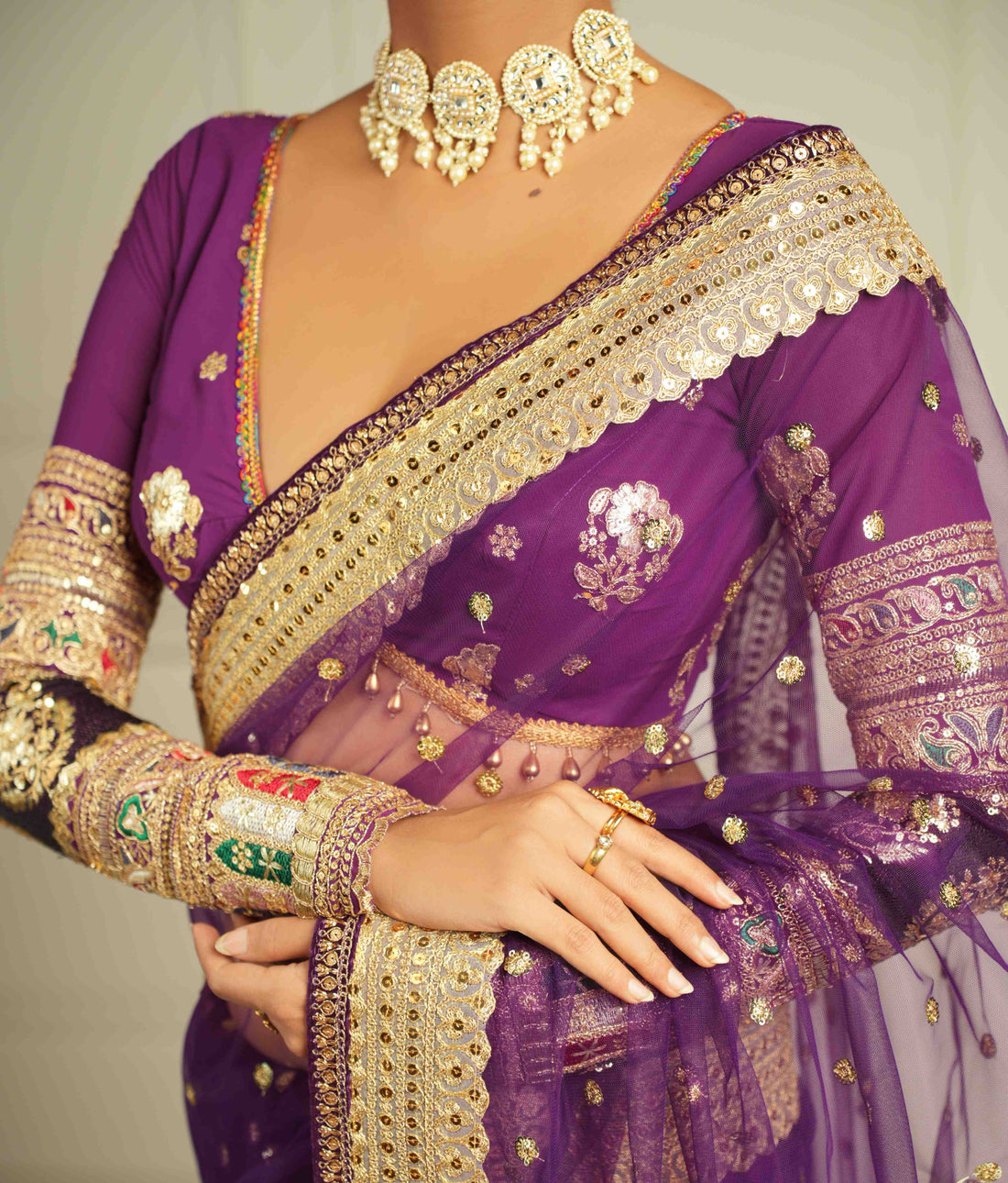 Deep purple saree for weddings