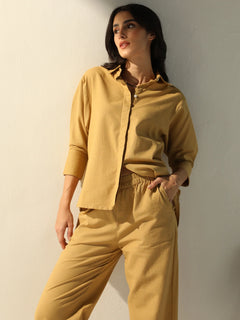Caramel Linen Cotton Coord Set with Pants