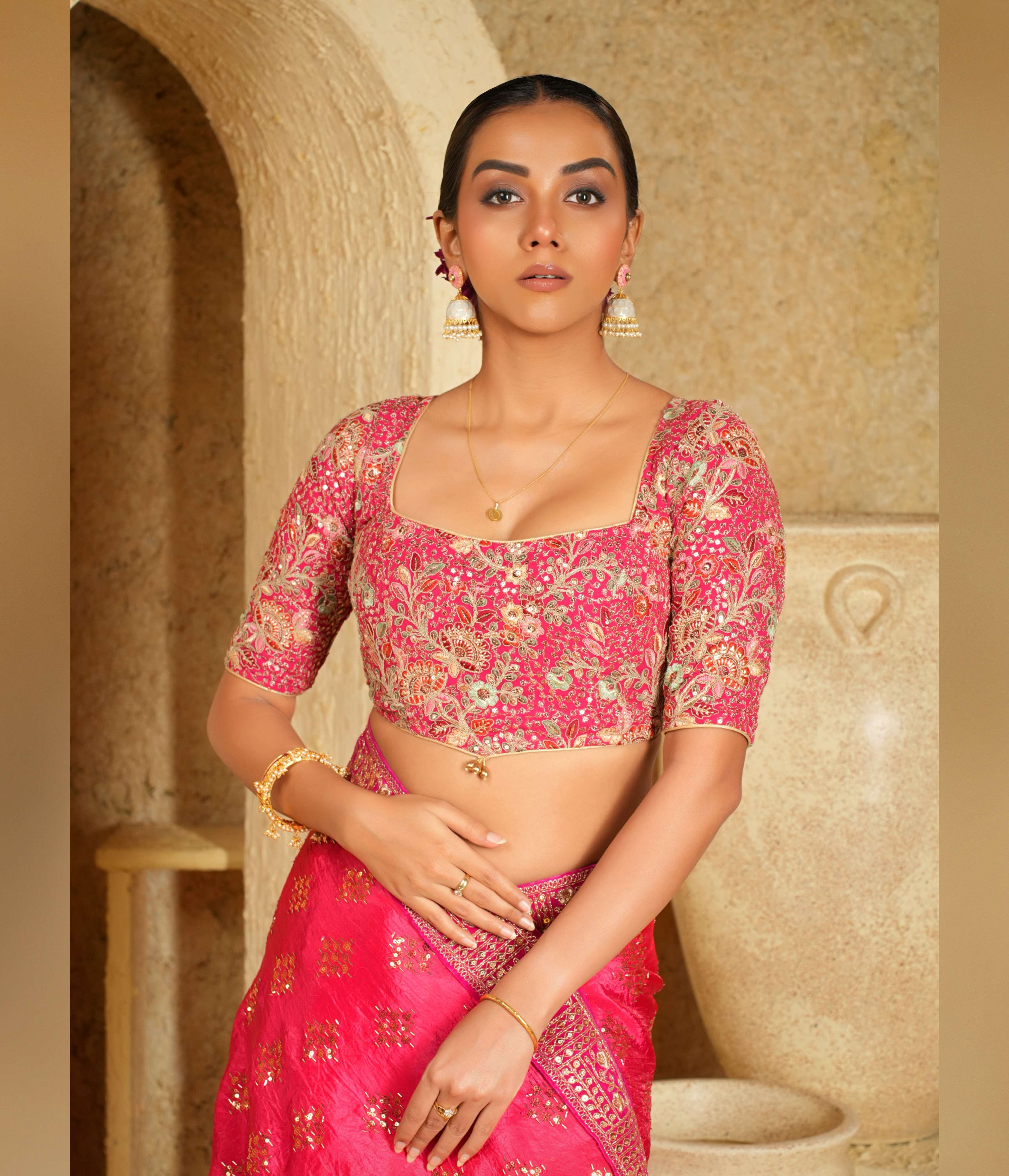 Traditional saree with modern touch