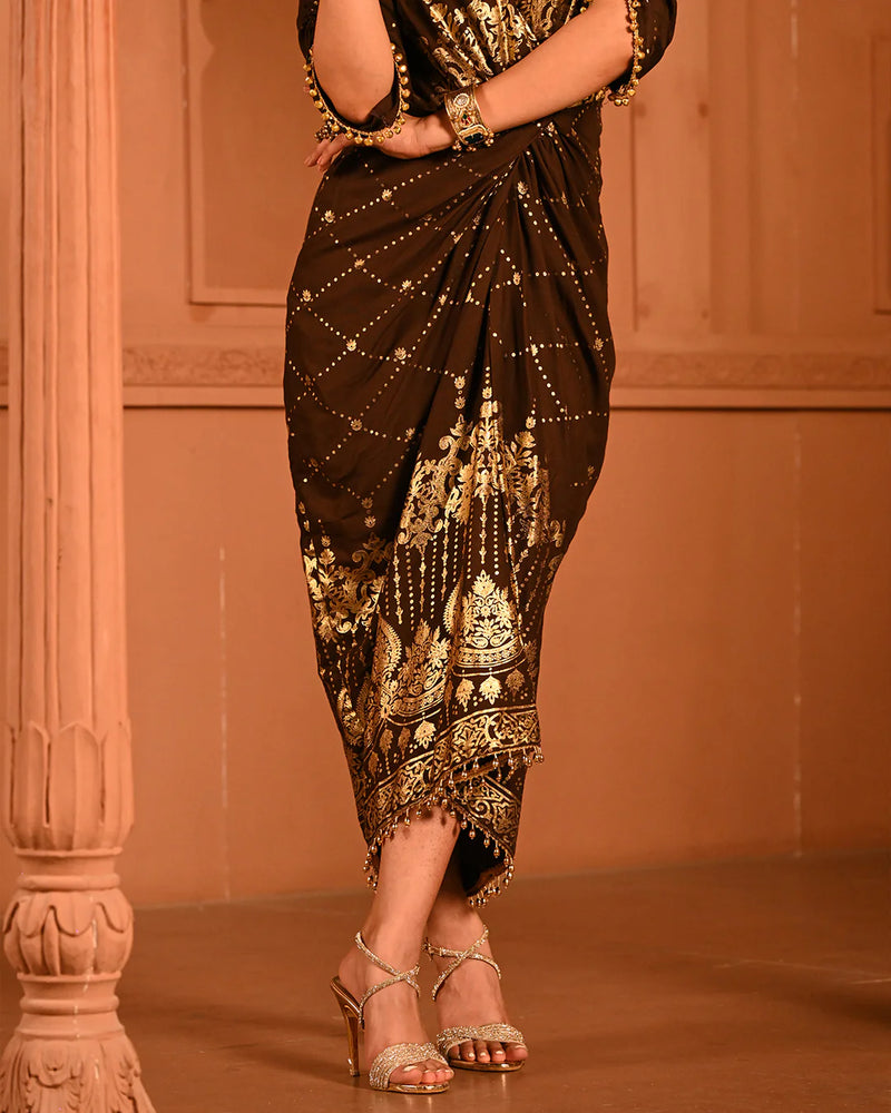 Cotton Rayon Brown Ghunghroo Shirtdress