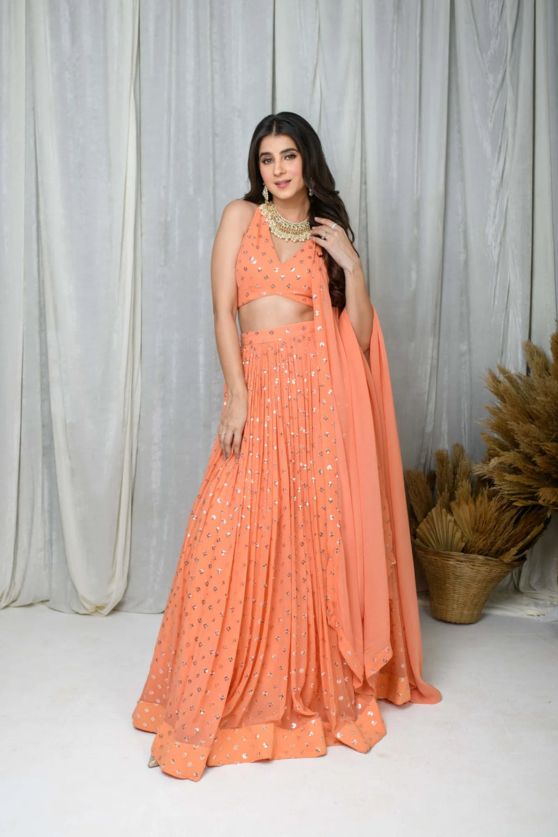 Peach Lehenga Set- By Reet Lifestyle