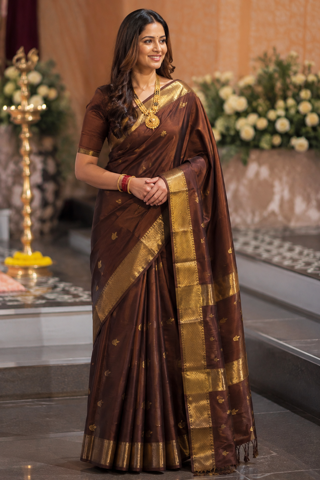 NAYANTARA PURE DIYA BUTTI MAHESHWARI SAREE