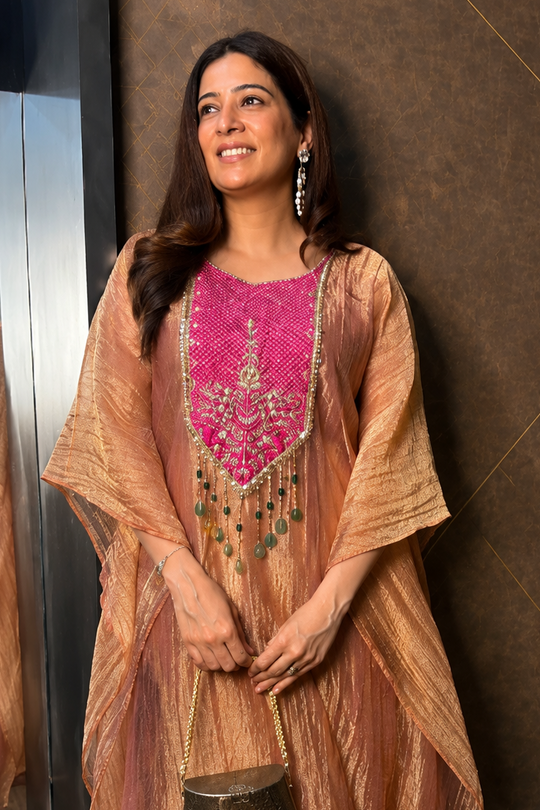 Moonstone Grey Embellished Kaftan Co-Ord Set