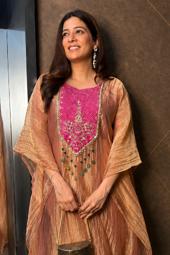 Moonstone Grey Embellished Kaftan Co-Ord Set