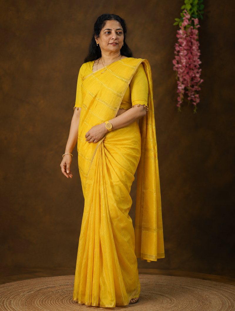 Varnika Yellow Soft Organza Silk Saree