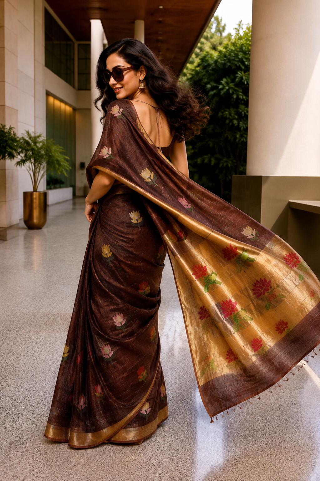 Rajvanshi Silk Linen Jamdani Saree