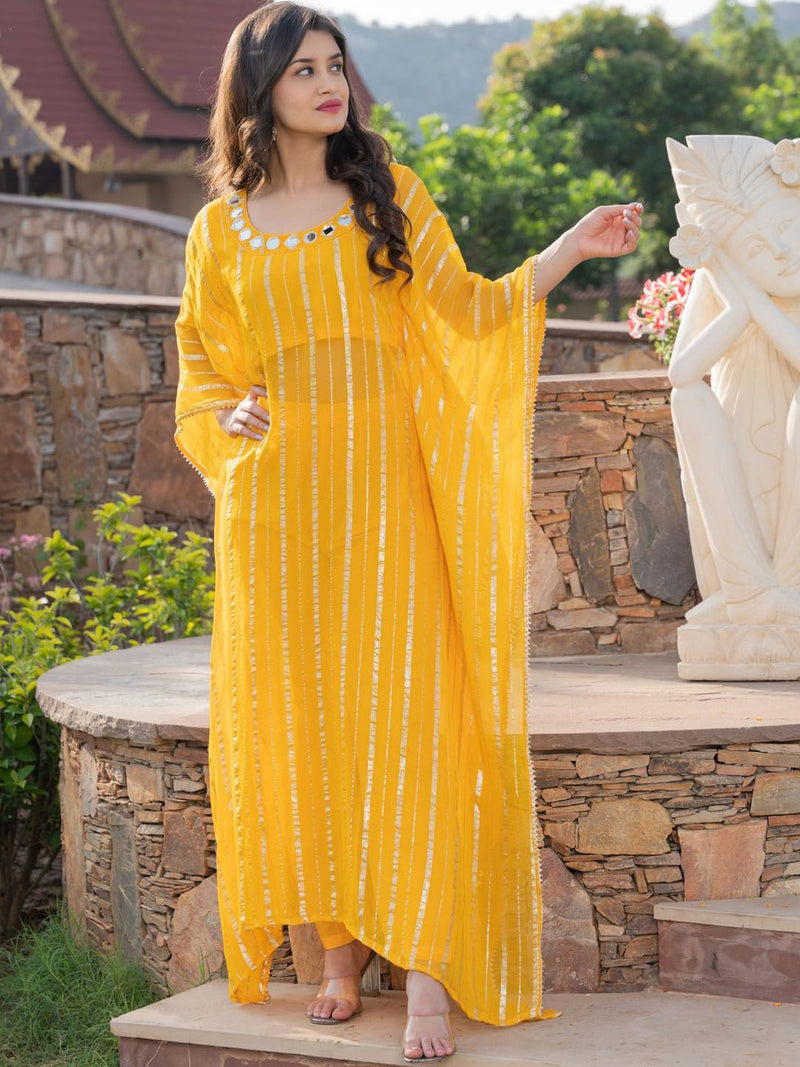Laal Sitara Striped Kaftan Set