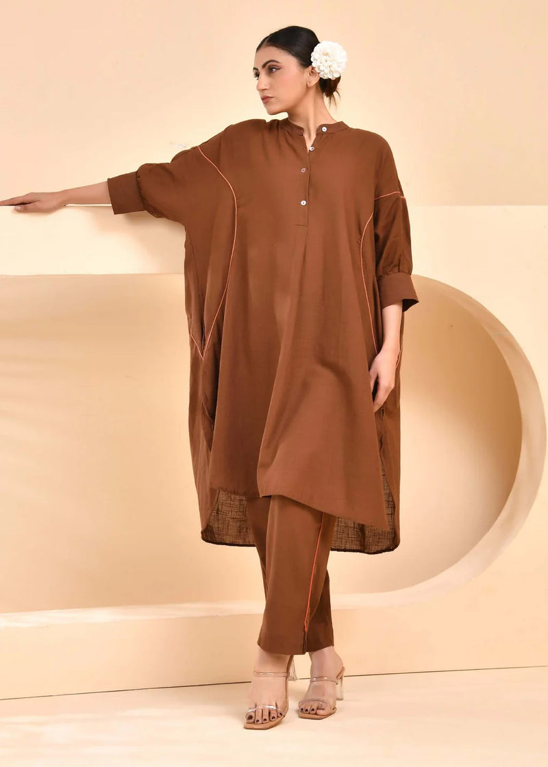 Noor Neeli Mocha Cotton Co-Ord Set