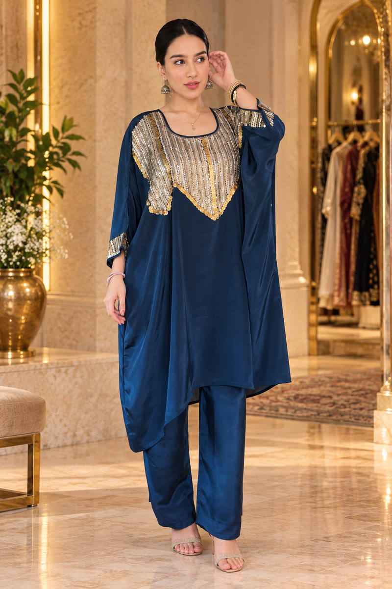 Zara Embellished Kaftaan Palazzo Set