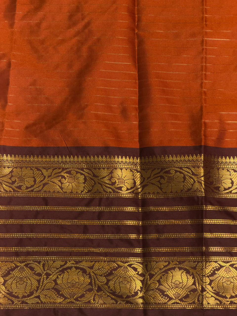Orange Brown Banarasi Silk Saree