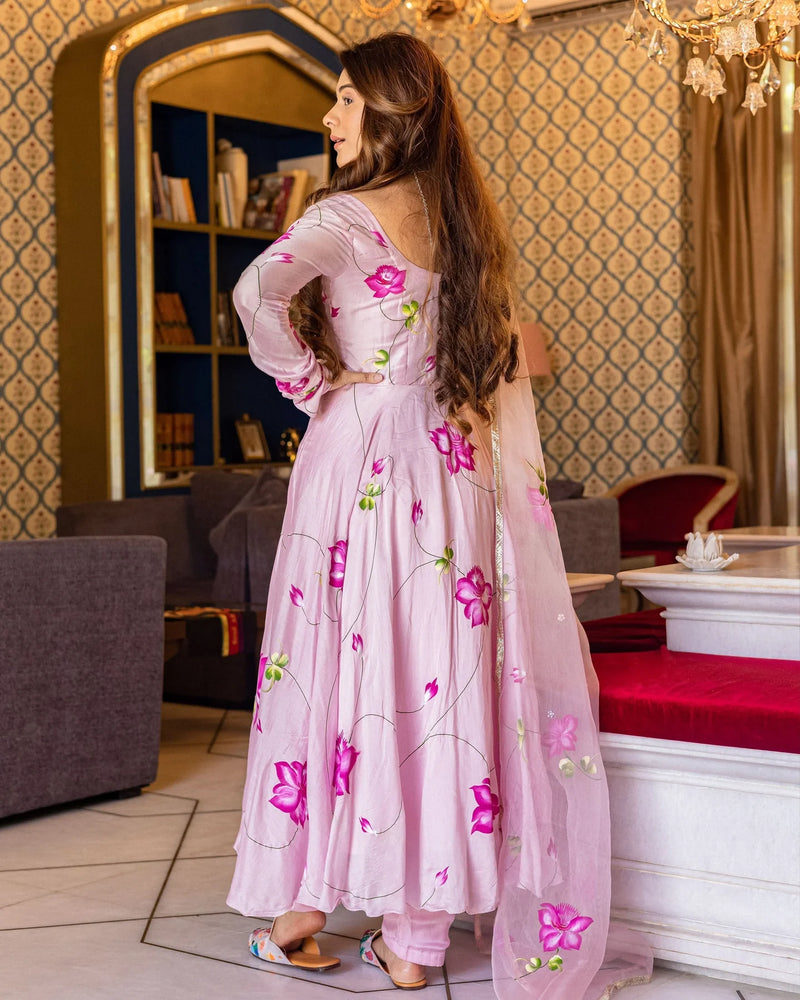 Meher Floral Handpainted Suit Set