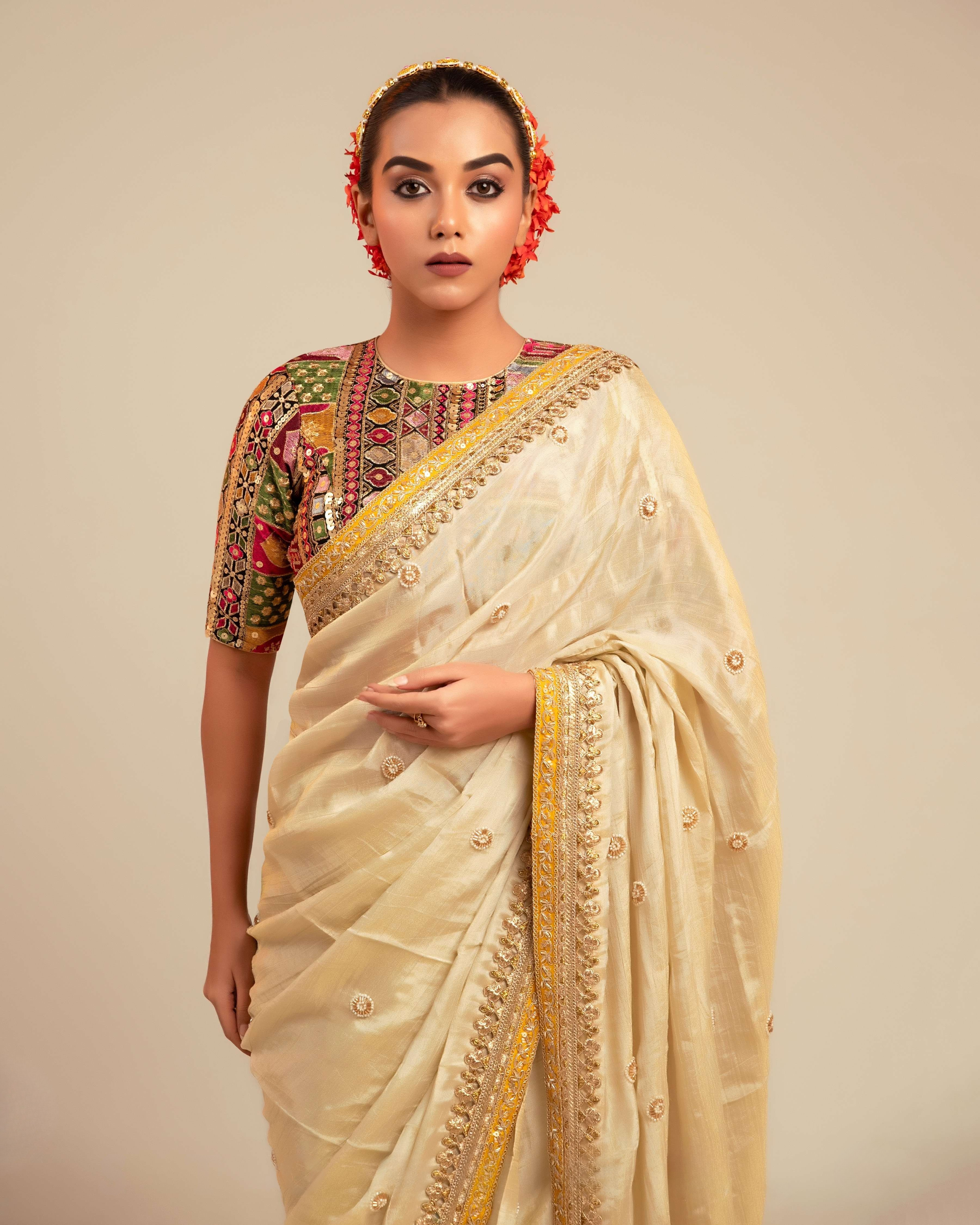 Georgette Multicolor Embroidered Edge Blouse