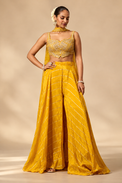 Golden Bloom Embroidered Silk Blend Fusion Set