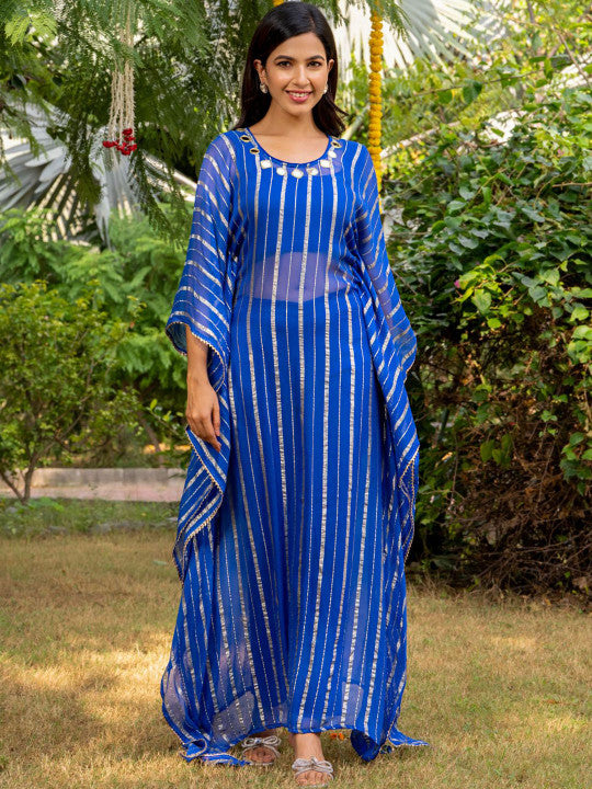 Laal Sitara Striped Kaftan Set