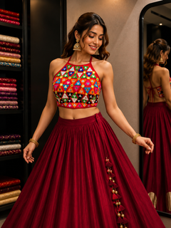 Premium Shisha Work Sleeveless Halter Blouse