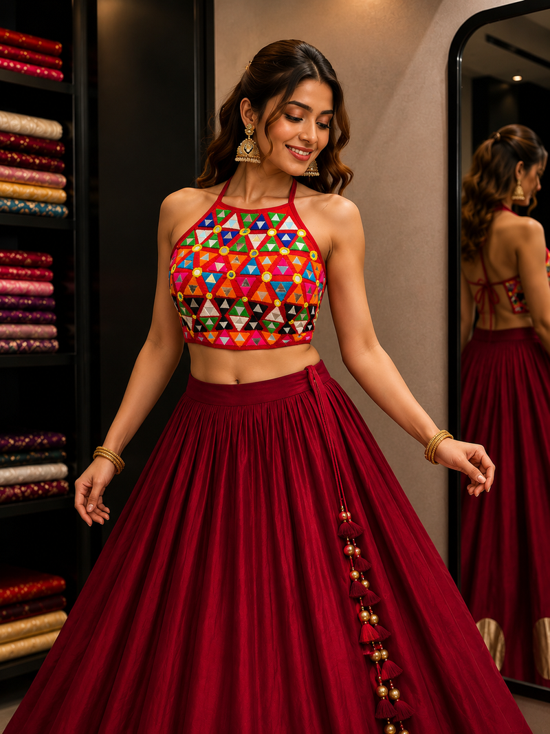 Premium Shisha Work Sleeveless Halter Blouse