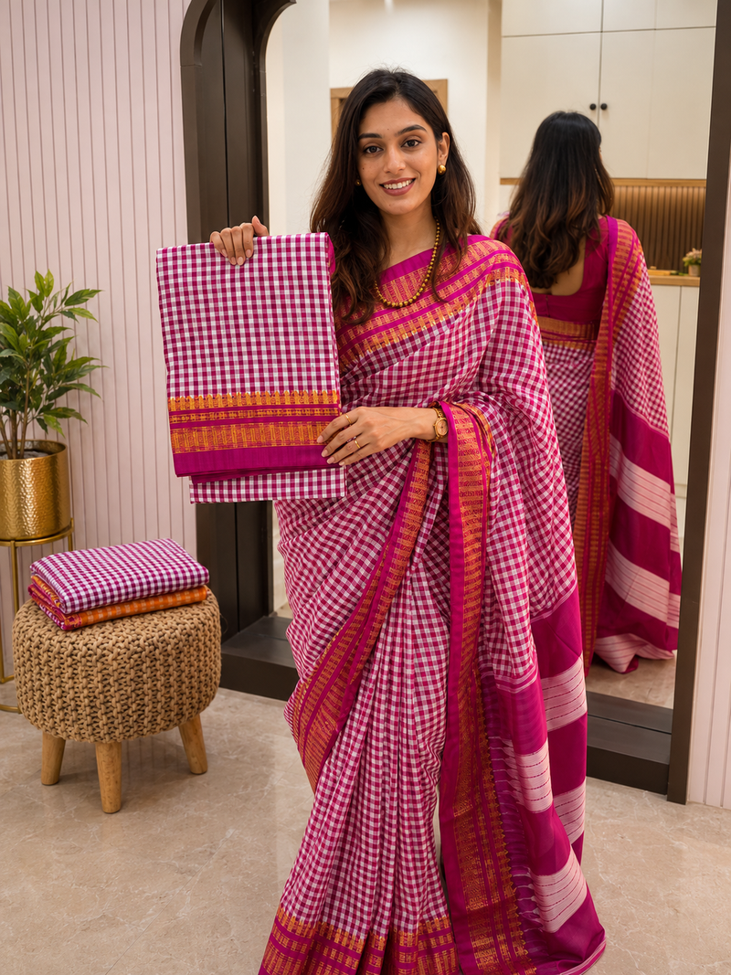 Dakshina Ikkal Zari Cotton Saree