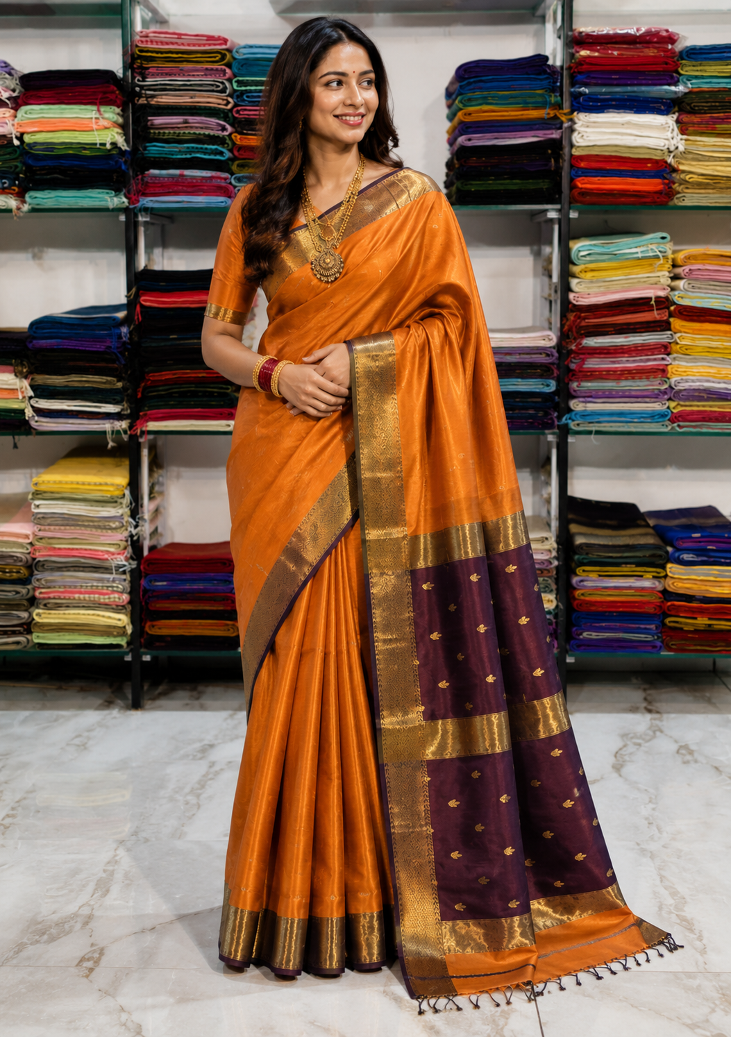 NAYANTARA PURE DIYA BUTTI MAHESHWARI SAREE