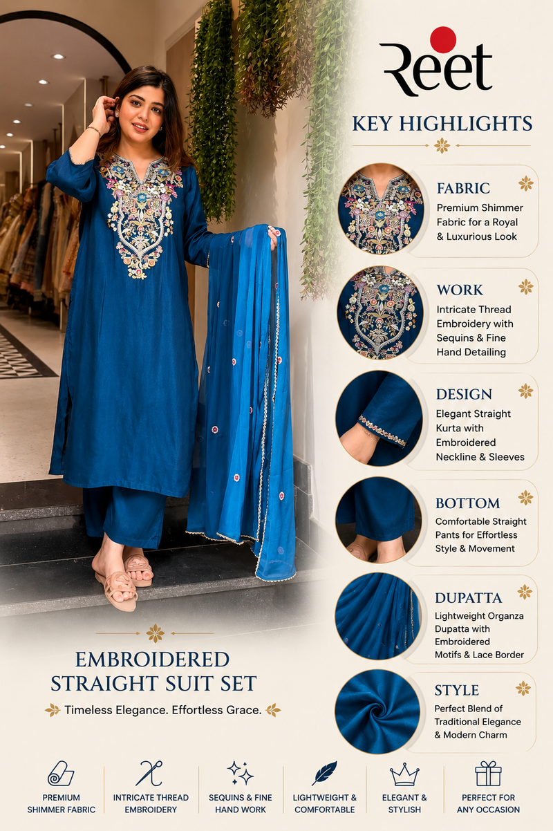 Farah Dola Silk Embroidered Suit Set