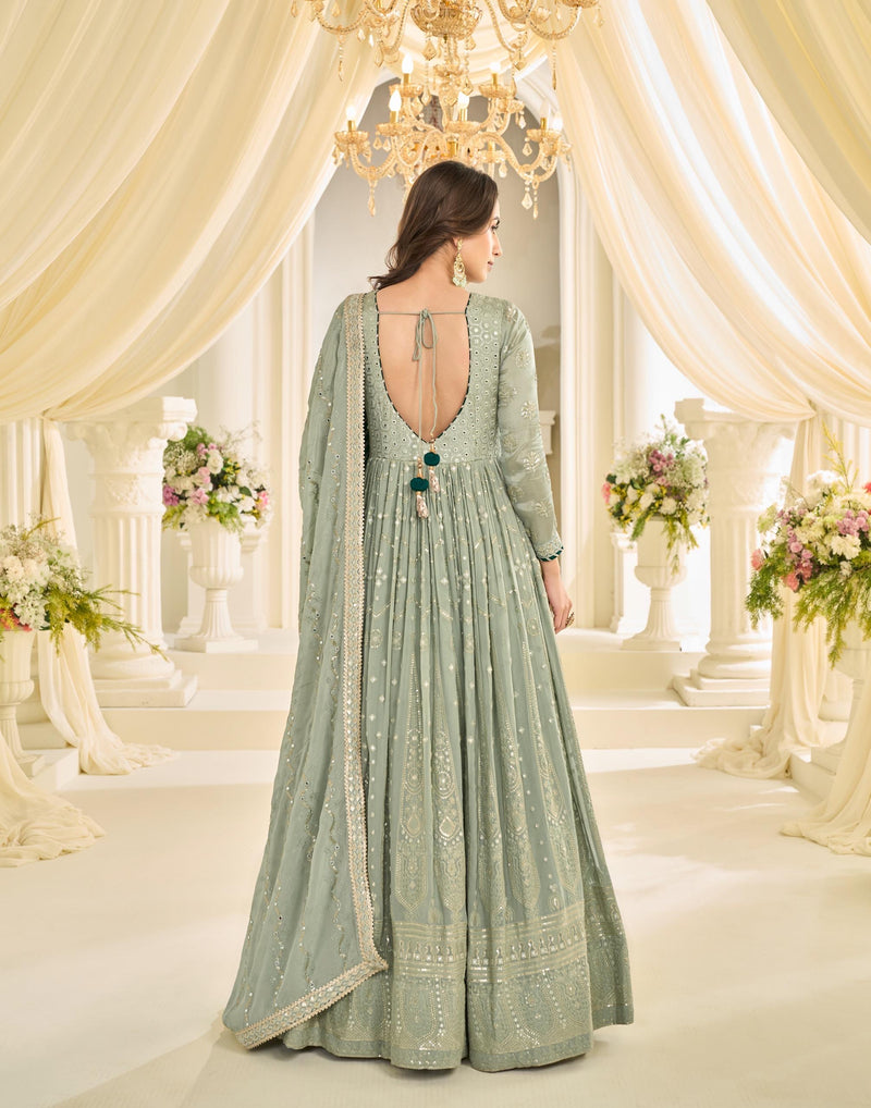 Georgette With Embroidered Gown And Dupatta Collection