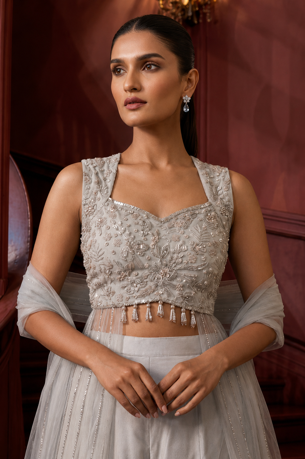 Blush Pink Handwork Indo-Western Palazzo Se