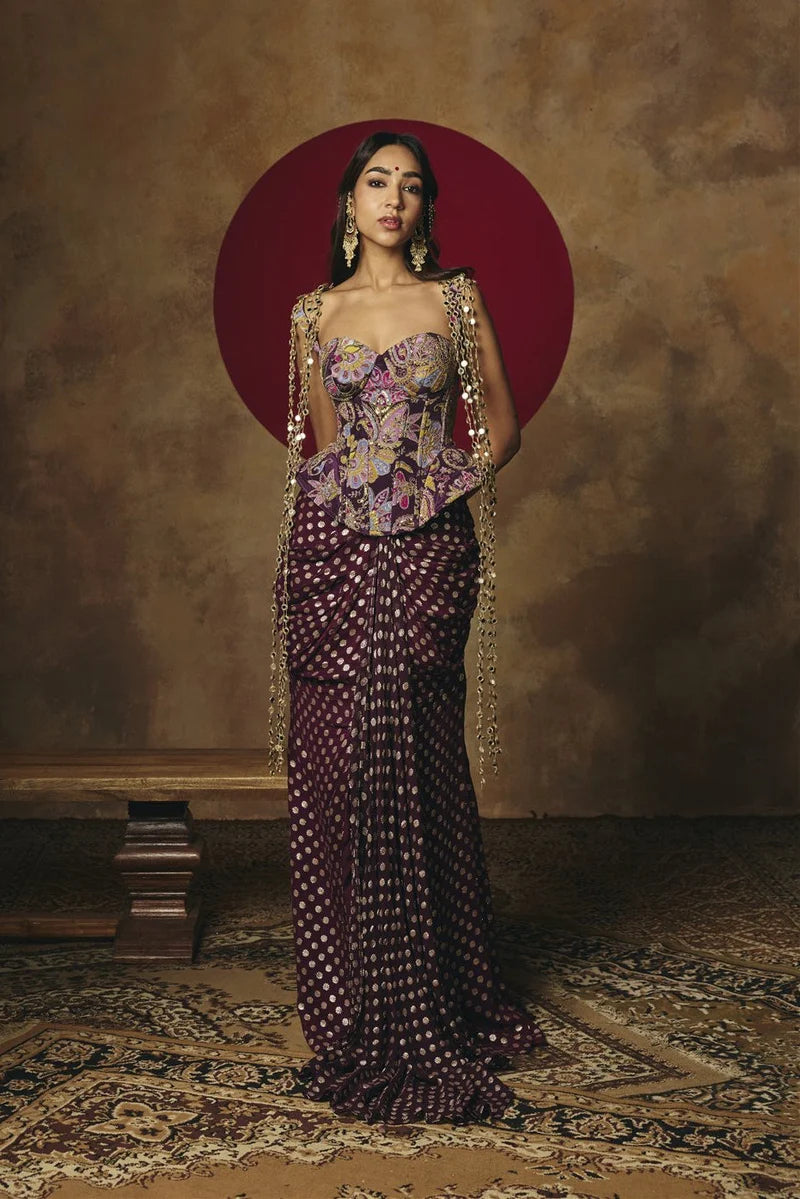 Shahi Ada Purple Embroidered Corset Top